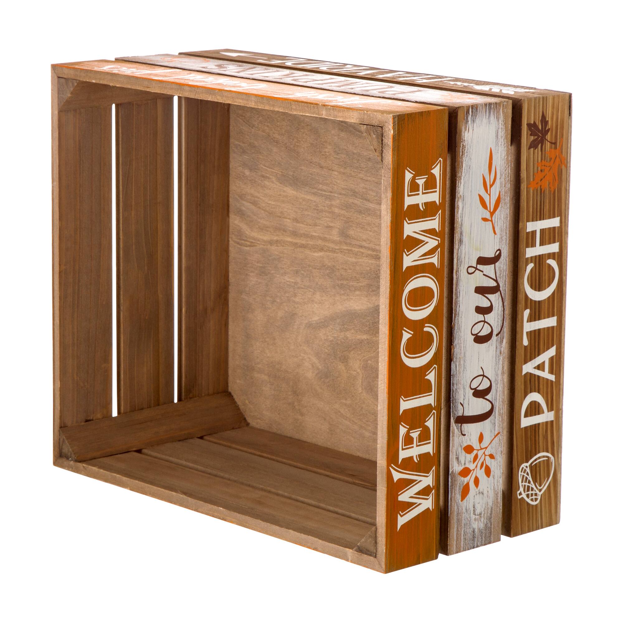 Glitzhome® Wooden Pumpkin Crate Set